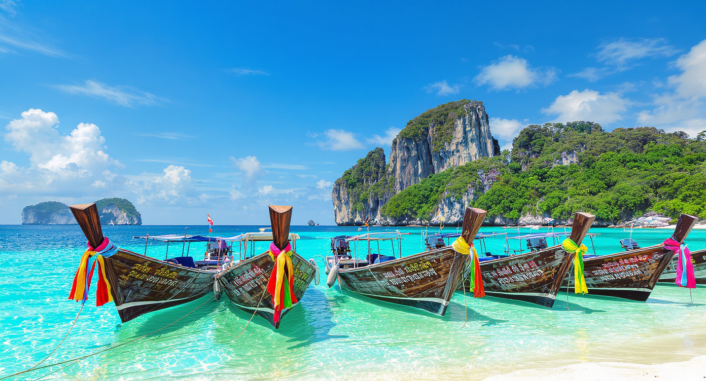 traditional Thai longtail boats (ruea hang yao)