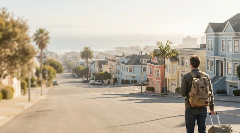 USA cityscape with modern skyscrapers on a clear day.