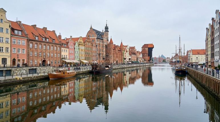 Poland: historic city center and European architecture.
